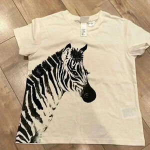 4/$25 NEW K Kijase x H&M Beaded Zebra Tee Sz 6-8 Y